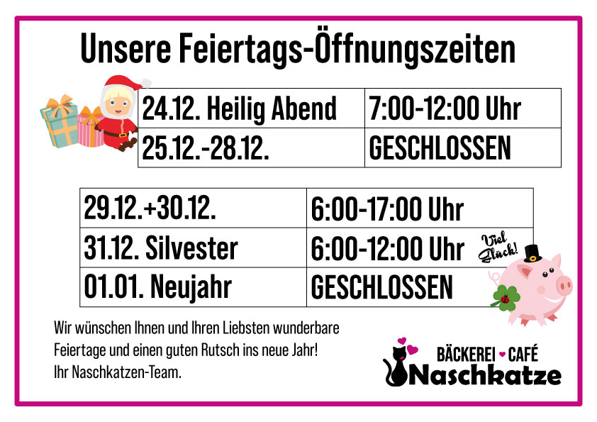 Feiertags-Öffnungszeiten im Dezember